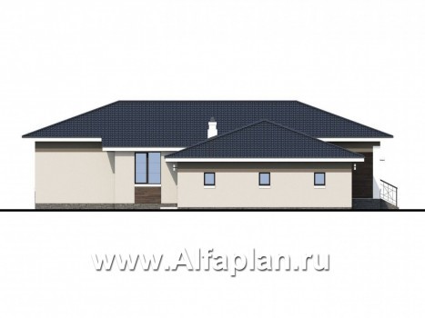 Проекты домов Альфаплан - «Ариадна» - одноэтажный дом с большим гаражом - превью фасада №3