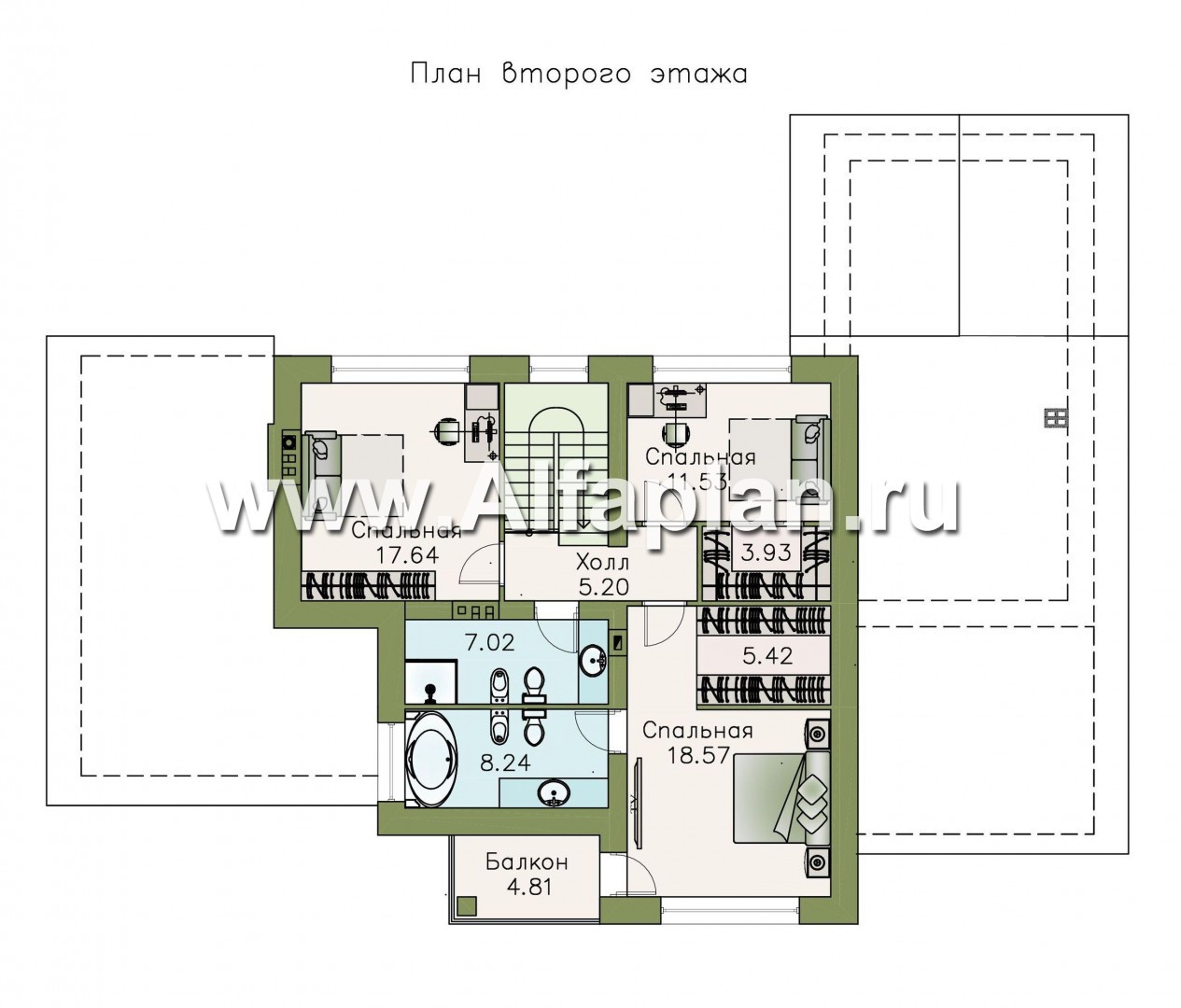 Проекты домов Альфаплан - «Альтернатива Хиггса» - современный дом с гаражом и верандой - изображение плана проекта №2