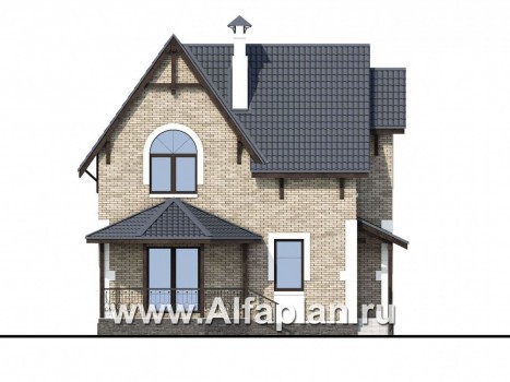 Проекты домов Альфаплан - Кирпичный дом «Оптима» с красивым эркером - превью фасада №4