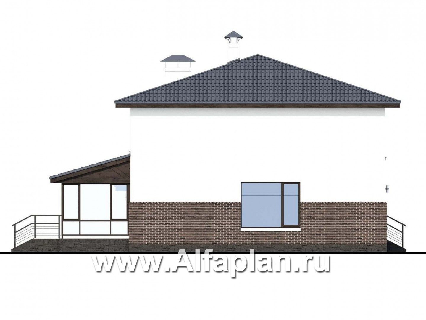 Проекты домов Альфаплан - «Орбита» - современный и удобный, компактный дом - изображение фасада №3