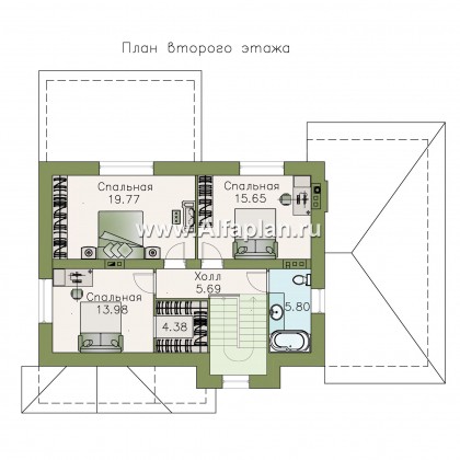 «Лас Флорес» - проект дома с мансардой, с эркером и с кабинетом, с террасой, в стиле замка, с гаражом - превью план дома