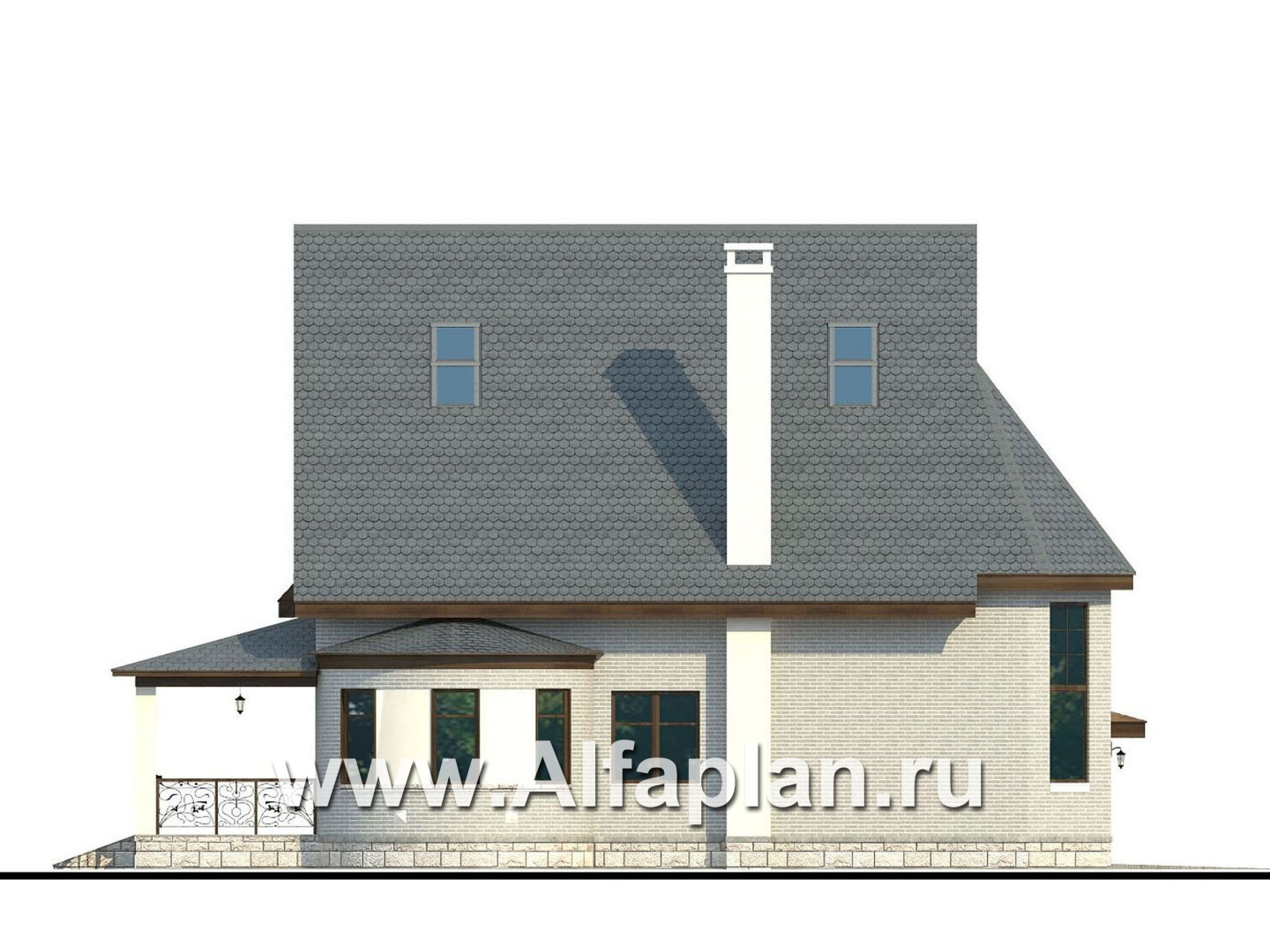 Проекты домов Альфаплан - «Ленский» - романтический дом  для большой семьи - изображение фасада №3