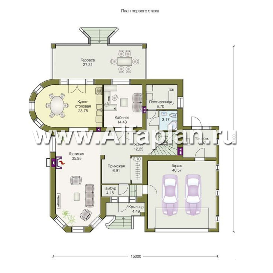 Проекты домов Альфаплан - «Ленский» - романтический дом  для большой семьи - изображение плана проекта №1