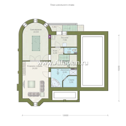 Проекты домов Альфаплан - «Ретростилиса Плюс» - удобный дом с цокольным этажом - превью плана проекта №1