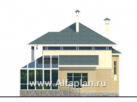 «Вита-Клаб» - проект двухэтажного дома из газобетона, планировка дома с зимним садом - превью фасада дома