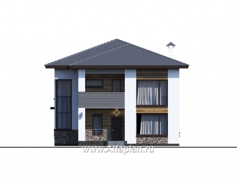 «Золотой ключик» - проект двухэтажного дома из газобетона, планировка все спальни с душевыми - превью фасада дома