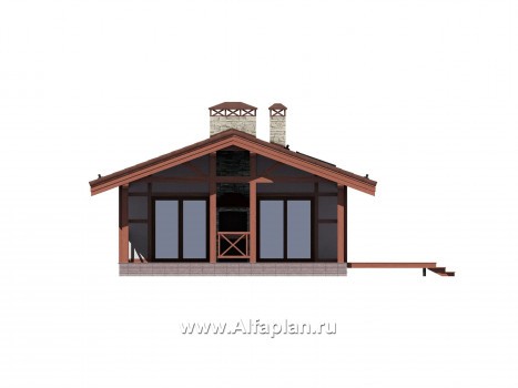 Проект бани с террасой, дом для отдыха, дача - превью фасада дома