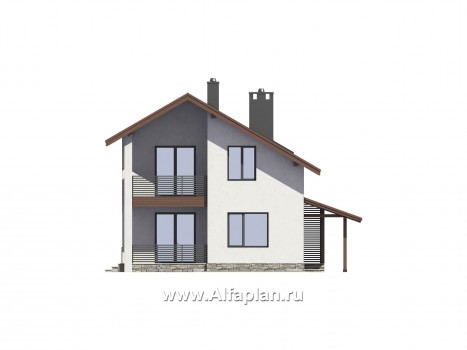 Проекты домов Альфаплан - Проект экономичного дома с навесом для машины - превью фасада №3