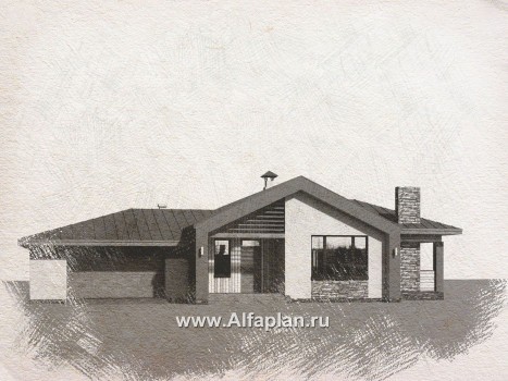 Проекты домов Альфаплан - «Аркада» - современный одноэтажный дом с террасой и большим гаражом - превью дополнительного изображения №2
