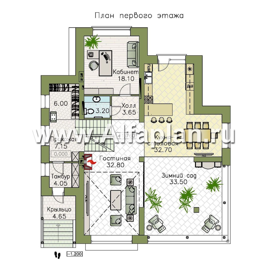 Проекты домов Альфаплан - "Амур" - трехэтажный особняк с гаражом и бассейном - изображение плана проекта №2