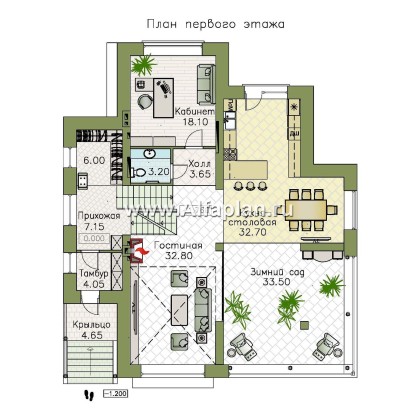Проекты домов Альфаплан - "Амур" - трехэтажный особняк с гаражом и бассейном - превью плана проекта №2