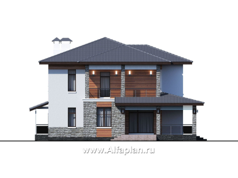 «Отражение» - проект двухэтажного дома, с террасой, мастер спальня, для большой семьи - превью фасада дома