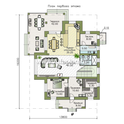 «Отражение» - проект двухэтажного дома, с террасой, мастер спальня, для большой семьи - превью план дома