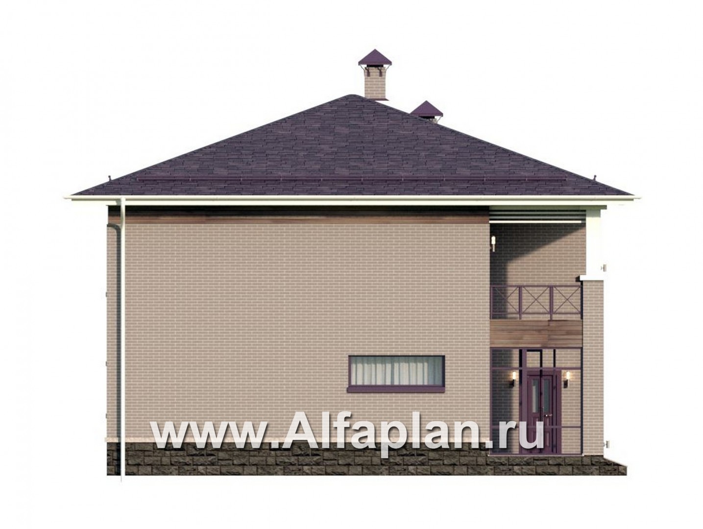 Проекты домов Альфаплан - "Римские каникулы" - проект дома с двусветной гостиной - изображение фасада №3