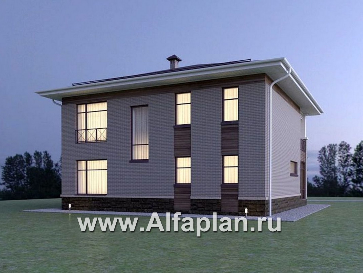 Проекты домов Альфаплан - "Римские каникулы" - проект дома с двусветной гостиной - дополнительное изображение №3