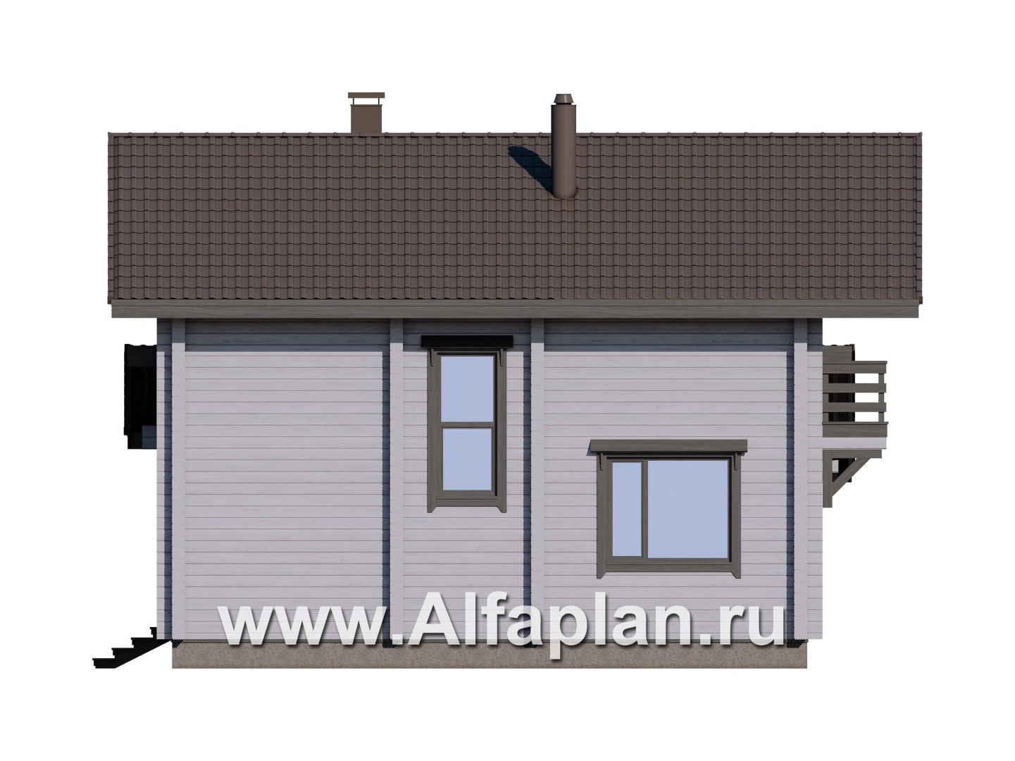 Проекты домов Альфаплан - Загородный дом из бруса с двускатной кровлей - изображение фасада №2