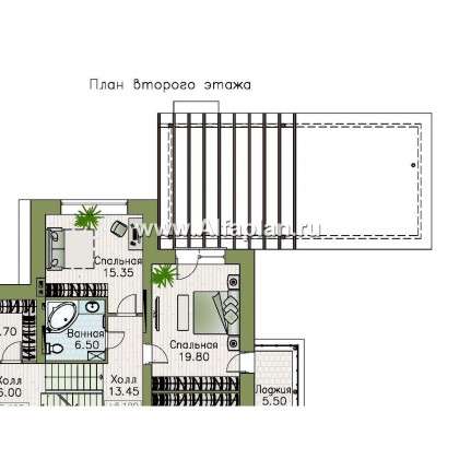 Проекты домов Альфаплан - Проект бассейна (пристройка к коттеджу) с террасой на крыше - превью плана проекта №3