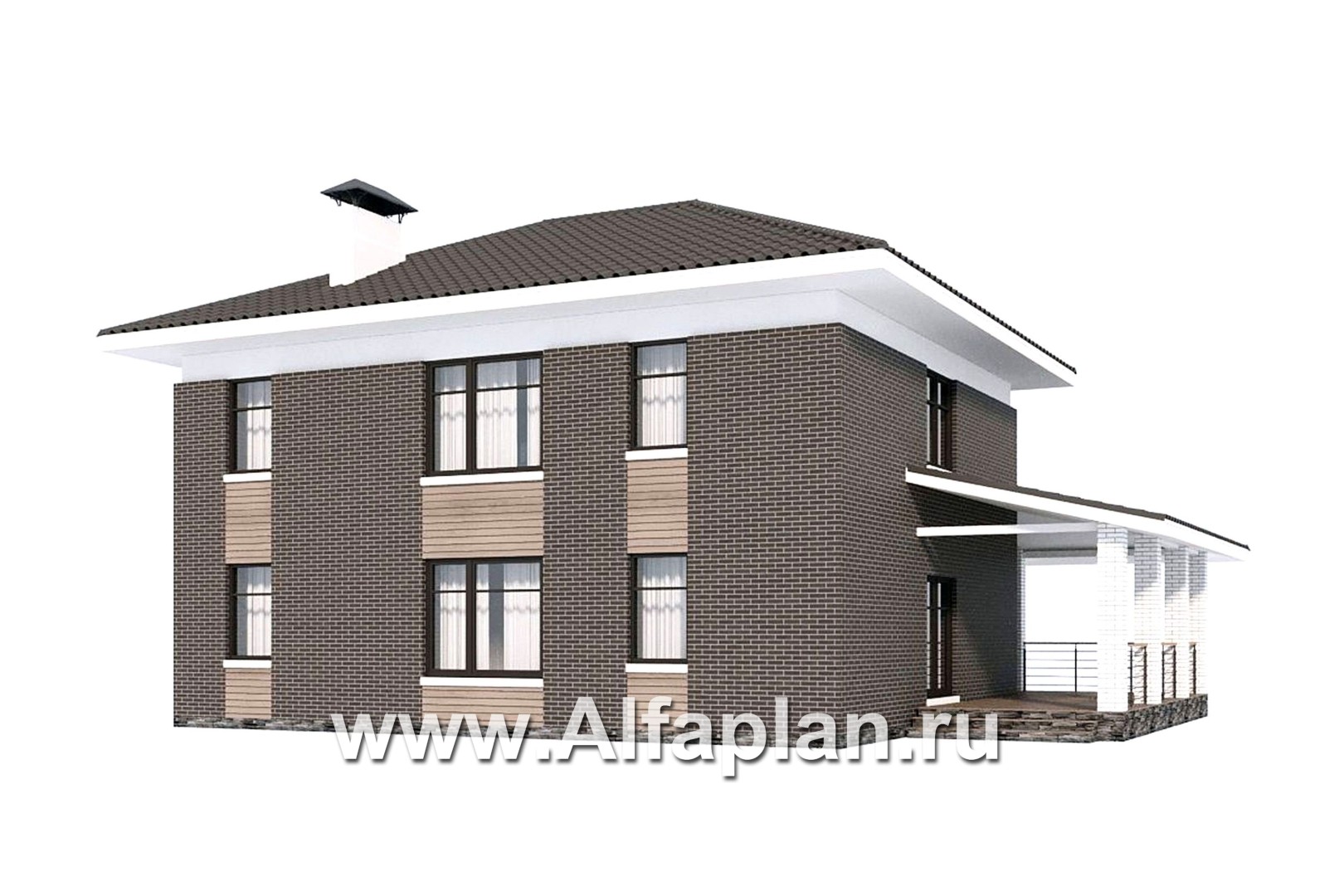 Проекты домов Альфаплан - Проект двухэтажного дома с лестницей в гостиной - дополнительное изображение №5