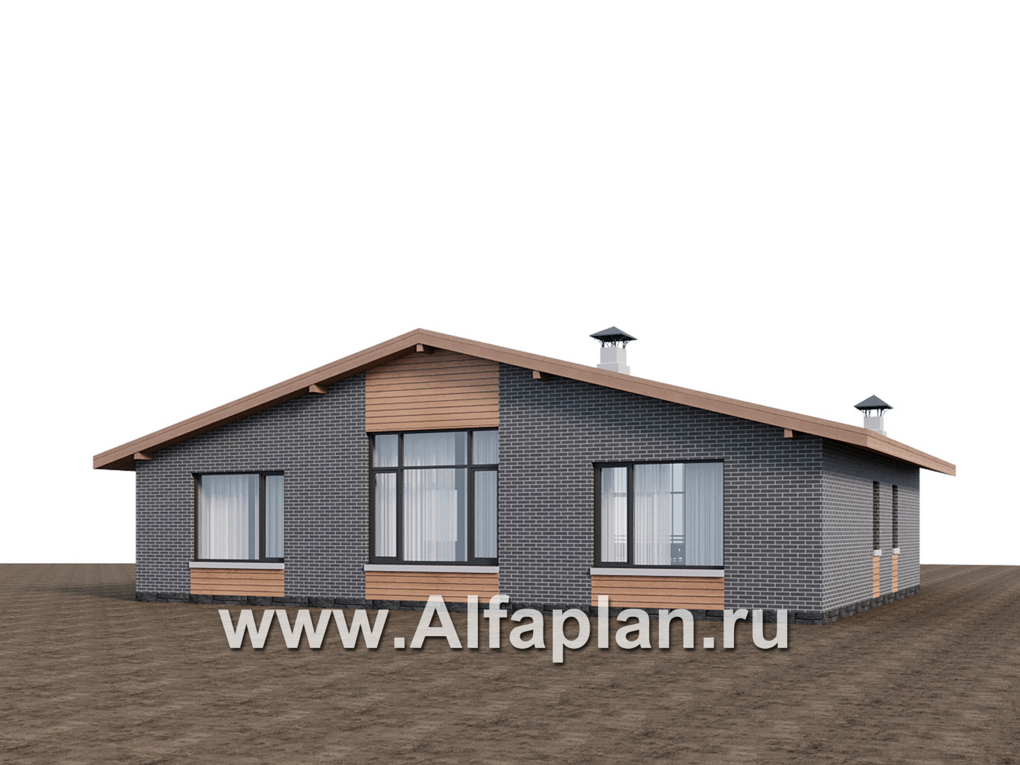 Проекты домов Альфаплан - "Форест" - проект одноэтажного дома с большой террасой - дополнительное изображение №3
