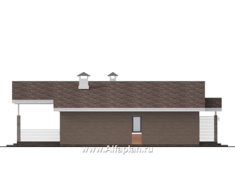 «Симплекс» -  проект одноэтажного дома из газобетона, с террасой, с двускатной крышей - превью фасада дома