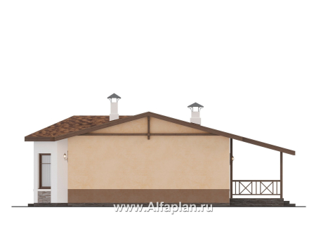 «Сорренто» - проект одноэтажного дома, с эркером и террасой, 2 спальни, в средиземноморском стиле - превью фасада дома
