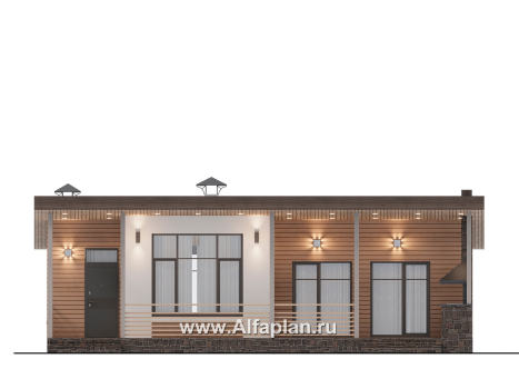 Проекты домов Альфаплан - "Талисман" - проект одноэтажного дома с односкатной кровлей - превью фасада №1