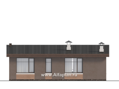 Проекты домов Альфаплан - "Талисман" - проект одноэтажного дома с односкатной кровлей - превью фасада №4