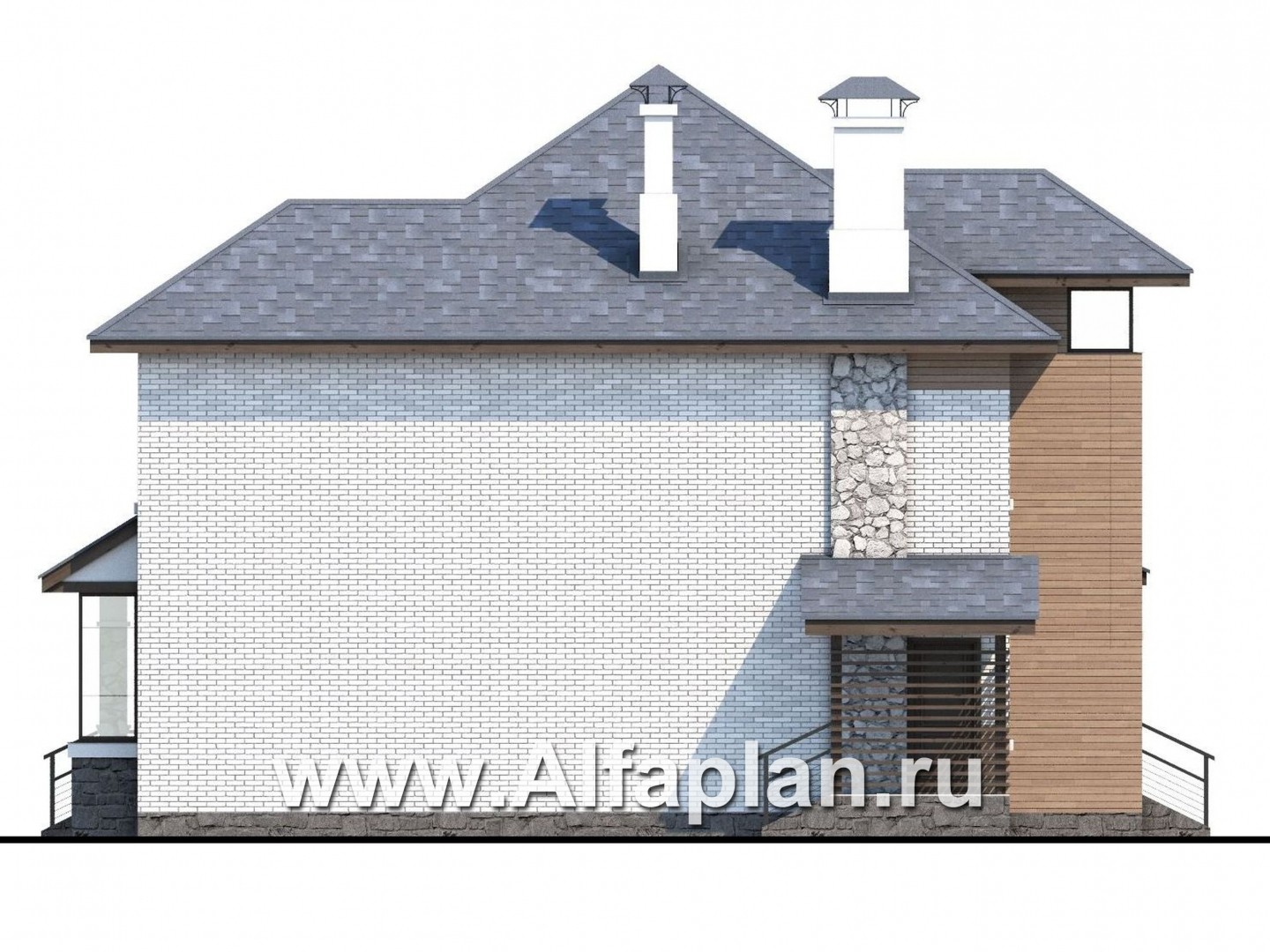 Проекты домов Альфаплан - «Агент 007» - современный компактный коттедж - изображение фасада №3