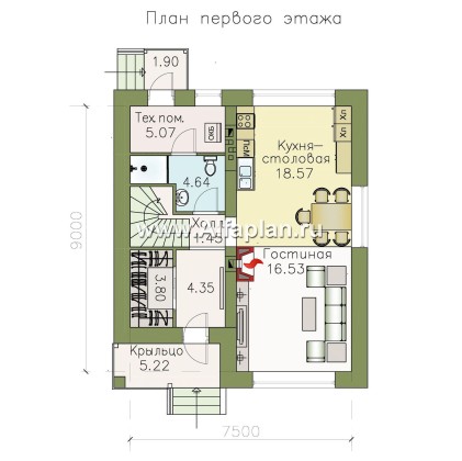Проекты домов Альфаплан - Кирпичный дом «Серебро» для небольшой семьи - превью плана проекта №1
