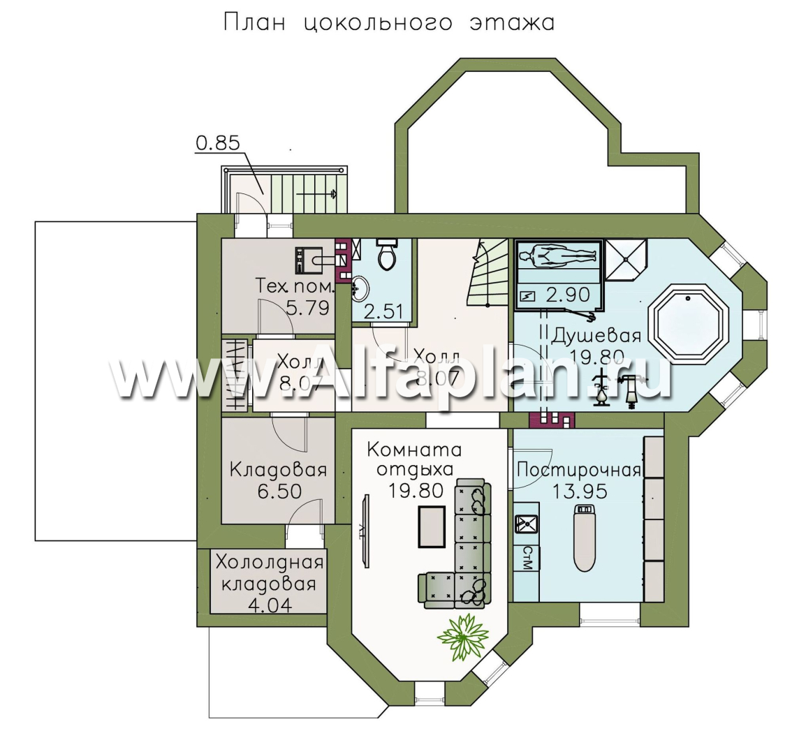 Проекты домов Альфаплан - «Классический плюс» - классический  особняк с цокольным этажом - план проекта №1