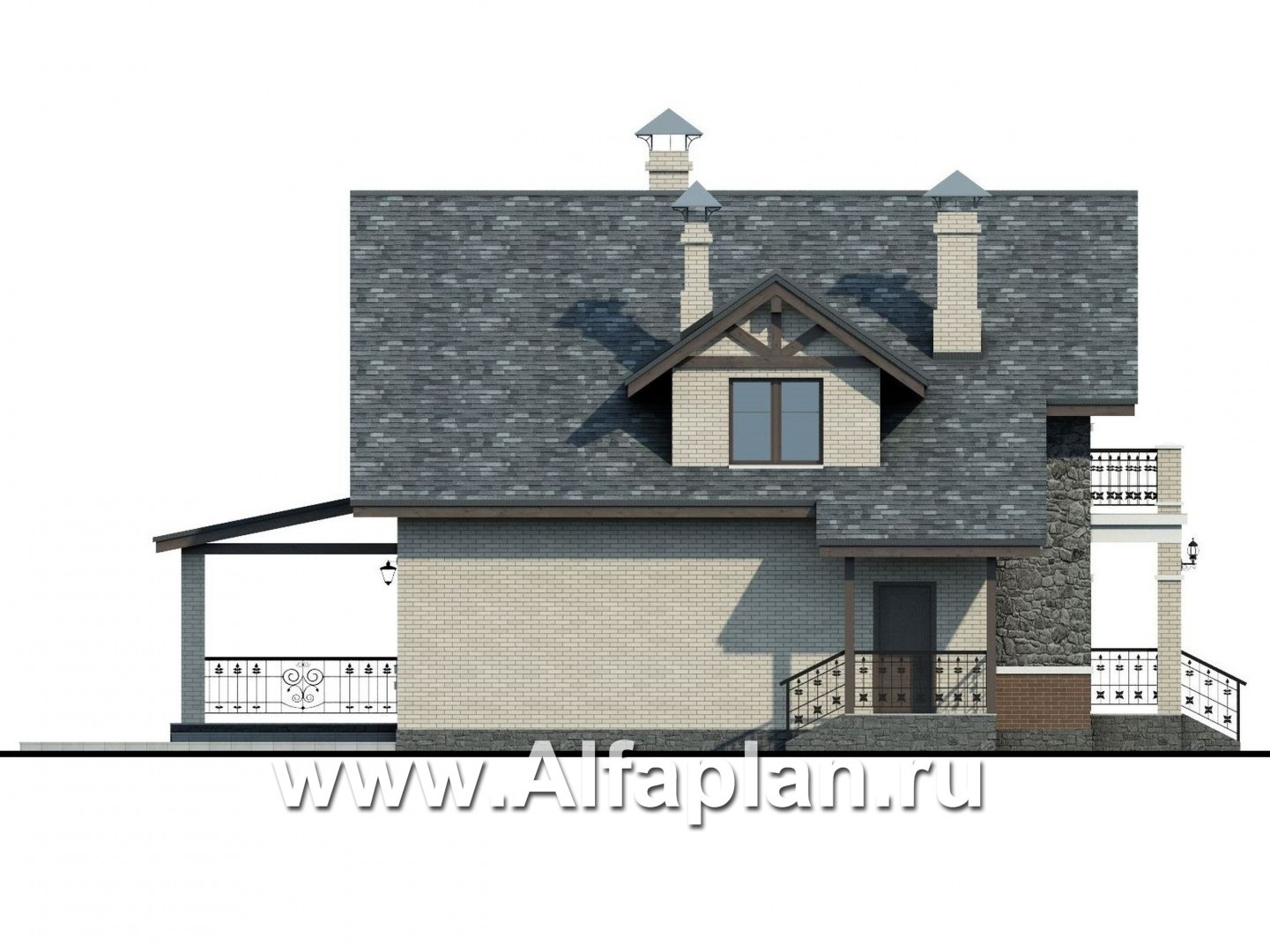 Проекты домов Альфаплан - «Бергедорф» - экономичный дом с двускатной кровлей - изображение фасада №3