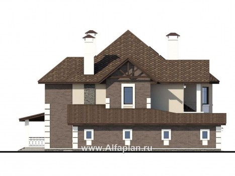 Проекты домов Альфаплан - «Воронцов»- респектабельный коттедж из газобетона с гаражом - превью фасада №3