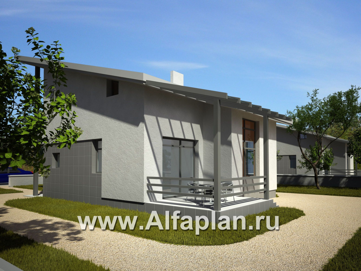 Проекты домов Альфаплан - Кирпичный дом эконом-класса с односкатной кровлей - дополнительное изображение №1