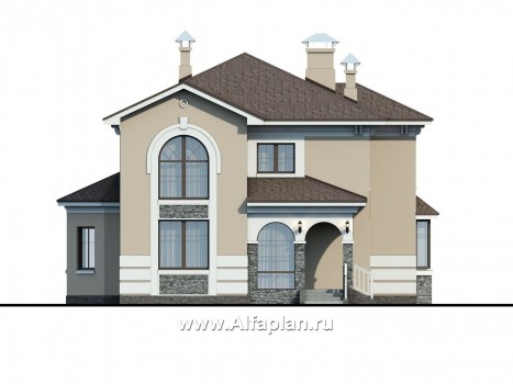 Проекты домов Альфаплан - «Белоостров»- классический коттедж с удобной планом - превью фасада №1