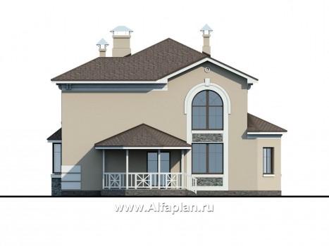 Проекты домов Альфаплан - «Белоостров»- классический коттедж с удобной планом - превью фасада №4