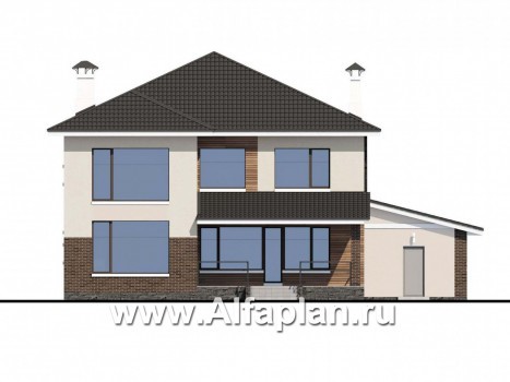 Проекты домов Альфаплан - «Родос» - проект современного двухэтажного дома с гаражом на две машины - превью фасада №4