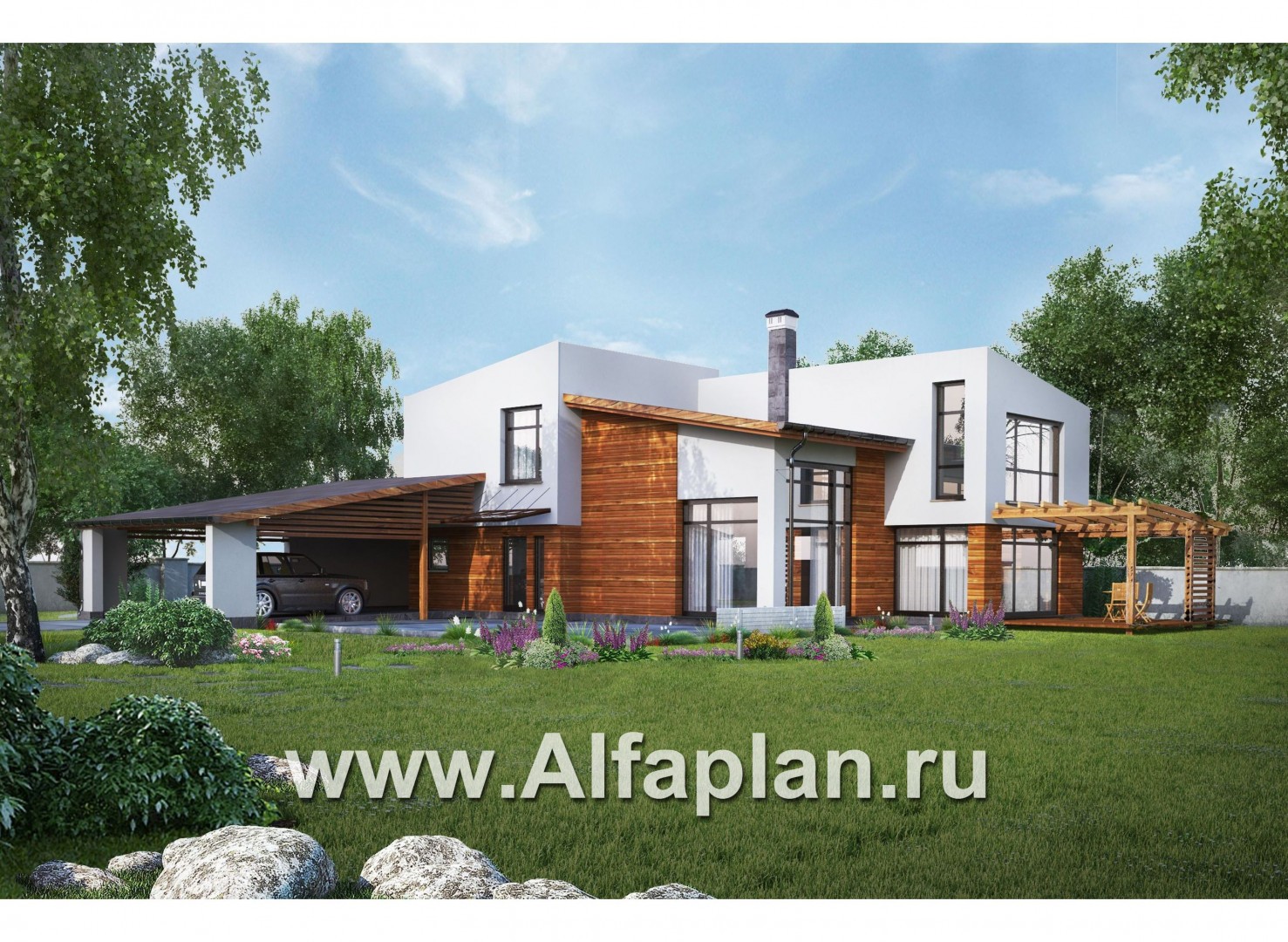 Проекты домов Альфаплан - Современный загородный дом с комфортной планировкой - основное изображение