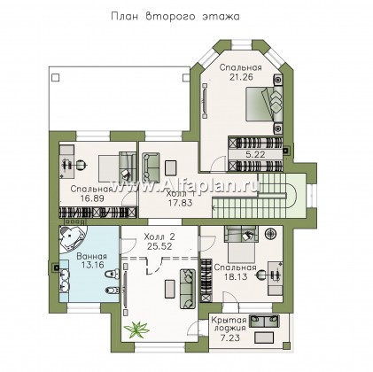 «Затерянный рай» - проект двухэтажного дома, с террасой, удобная планировка, в стиле эклектика - превью план дома
