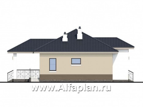 Проекты домов Альфаплан - «Княженика» - экономичный одноэтажный дом с навесом для машины - превью фасада №3