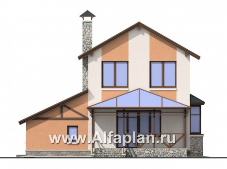 Проекты домов Альфаплан - «Премьера» - компактный дом с навесом для машины - превью фасада №4