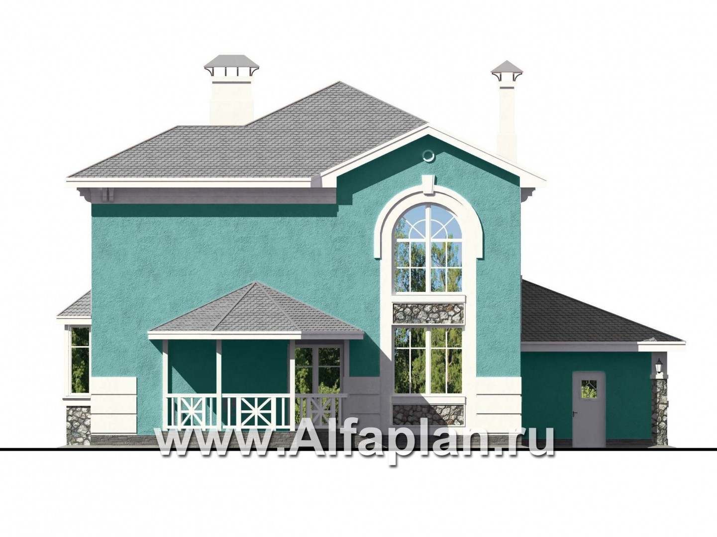 Проекты домов Альфаплан - «Белоостров» - классический коттедж с отличной планировкой - изображение фасада №4