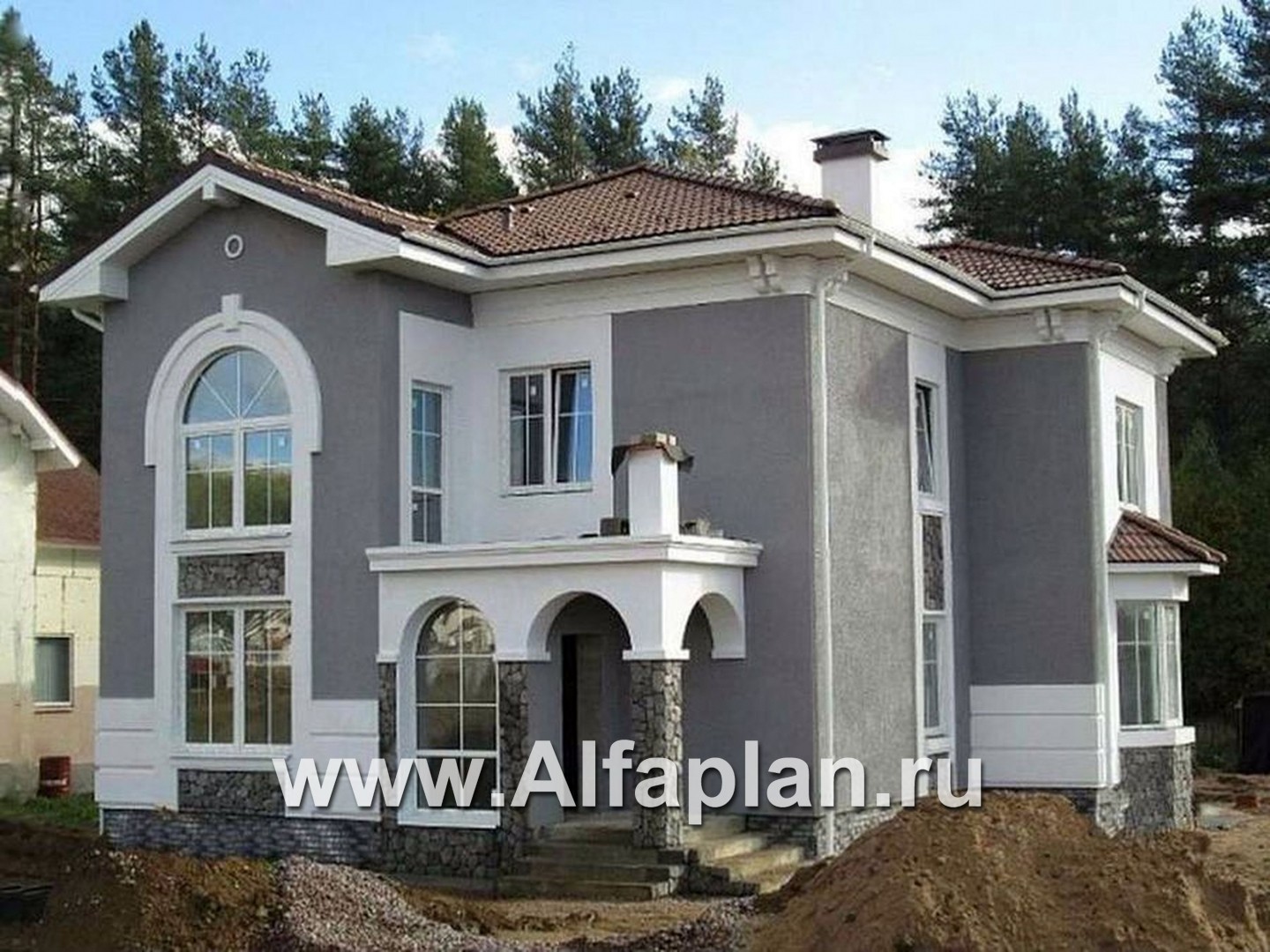 Проекты домов Альфаплан - «Белоостров» - классический коттедж с отличной планировкой - дополнительное изображение №1