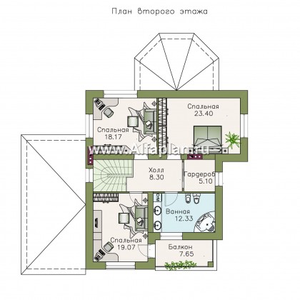 Проекты домов Альфаплан - «Белоостров» - классический коттедж с отличной планировкой - превью плана проекта №2