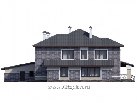 Проекты домов Альфаплан - «Арно» - классический особняк с большим гаражом и бассейном - превью фасада №4
