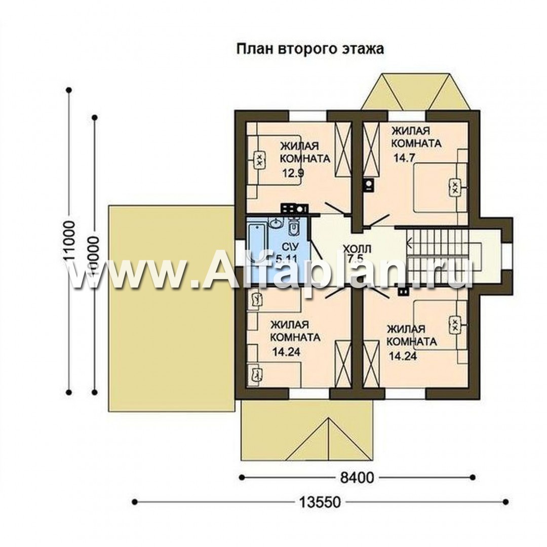 Проекты домов Альфаплан - Экономичный и компактный дом с гаражом - изображение плана проекта №2