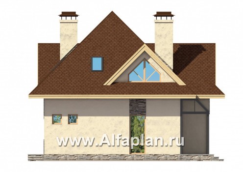 Проекты домов Альфаплан - Мансардный дом для маленького участка - превью фасада №4