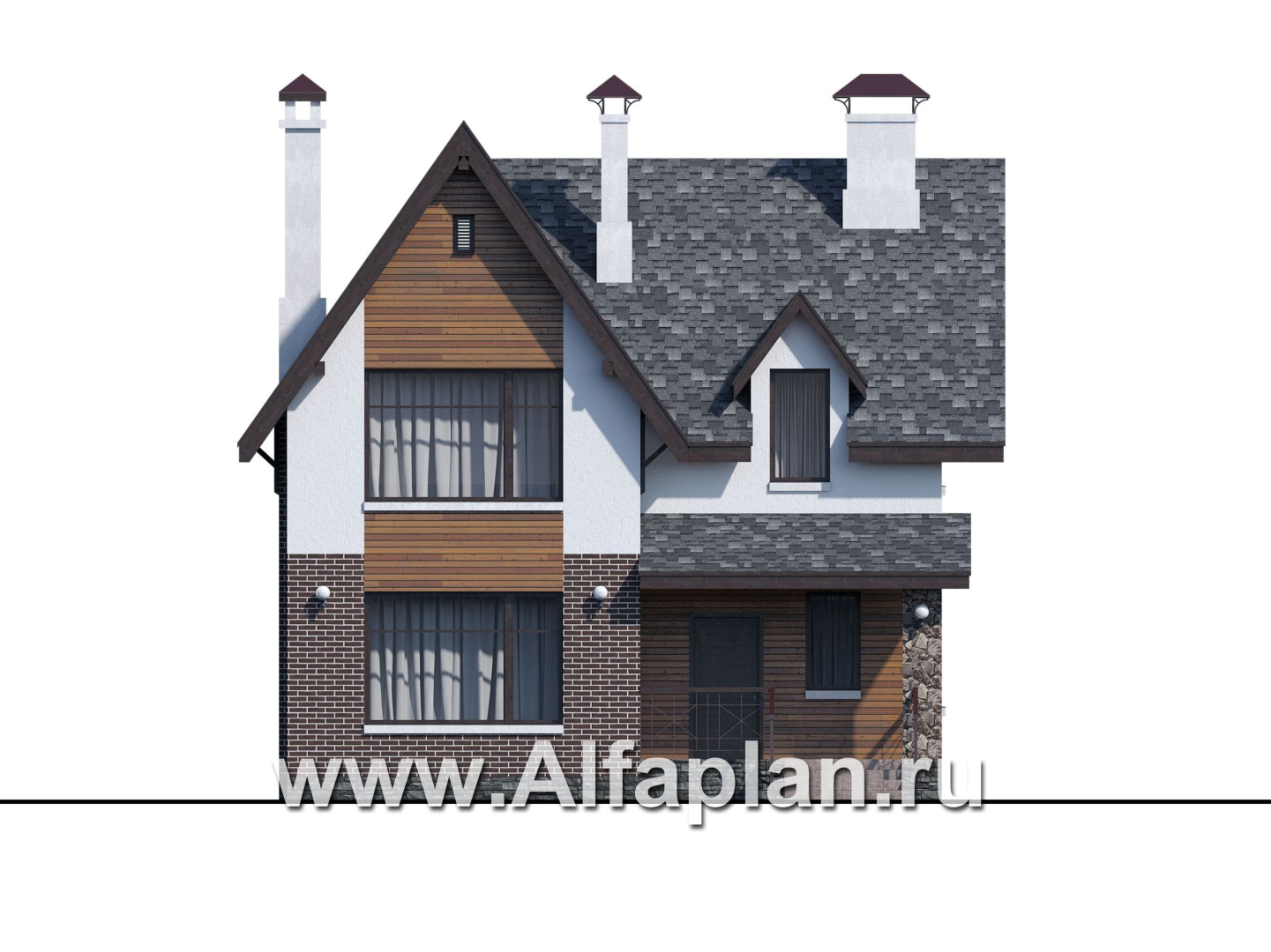 Проекты домов Альфаплан - «Стелла»- стильный дом для маленького участка - изображение фасада №1