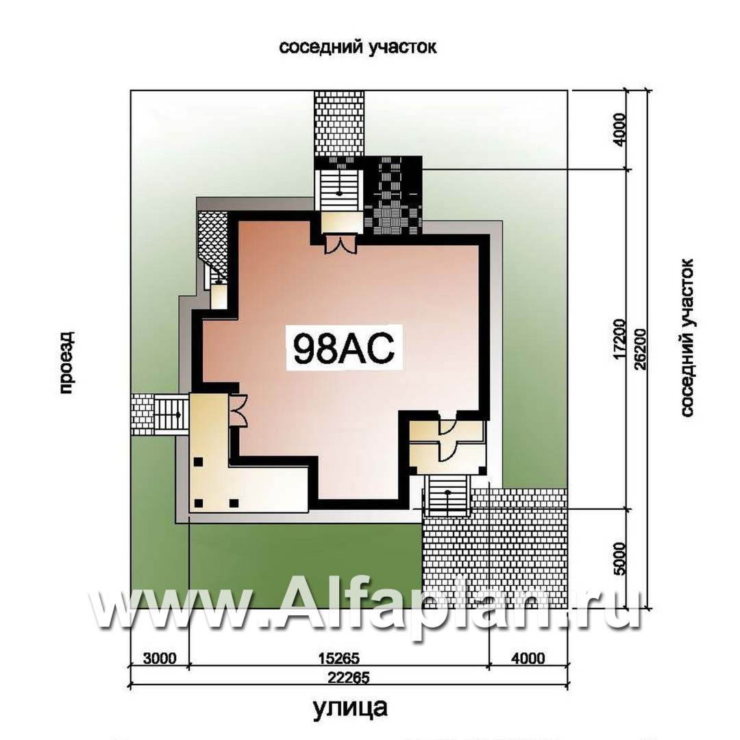 Проекты домов Альфаплан - «Голицын» - коттедж с двусветной гостиной и цоколем - дополнительное изображение №1