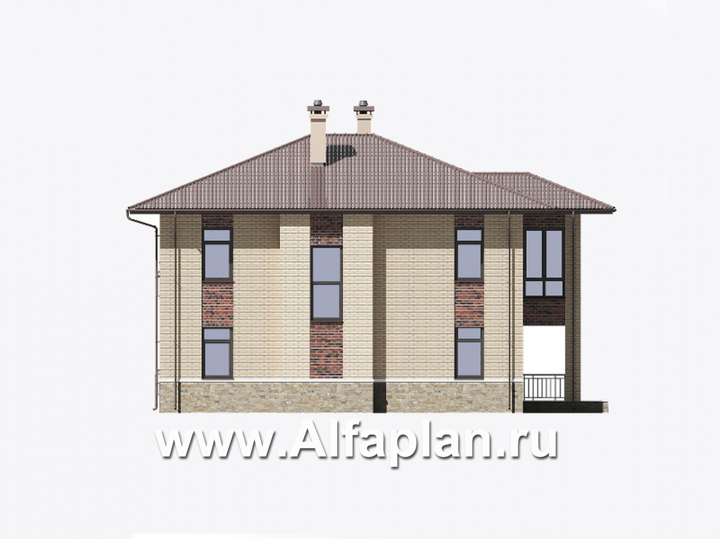 Проекты домов Альфаплан - Двухэтажный особняк с большой гостиной - изображение фасада №2