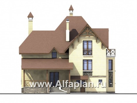 Проекты домов Альфаплан - «Серебряный век» - загородный дом с элементами арт-нуво - превью фасада №4